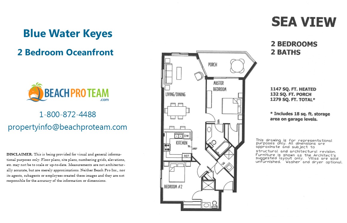 Blue Water Keyes Sea View Floor Plan - 2 Bedroom Oceanfront